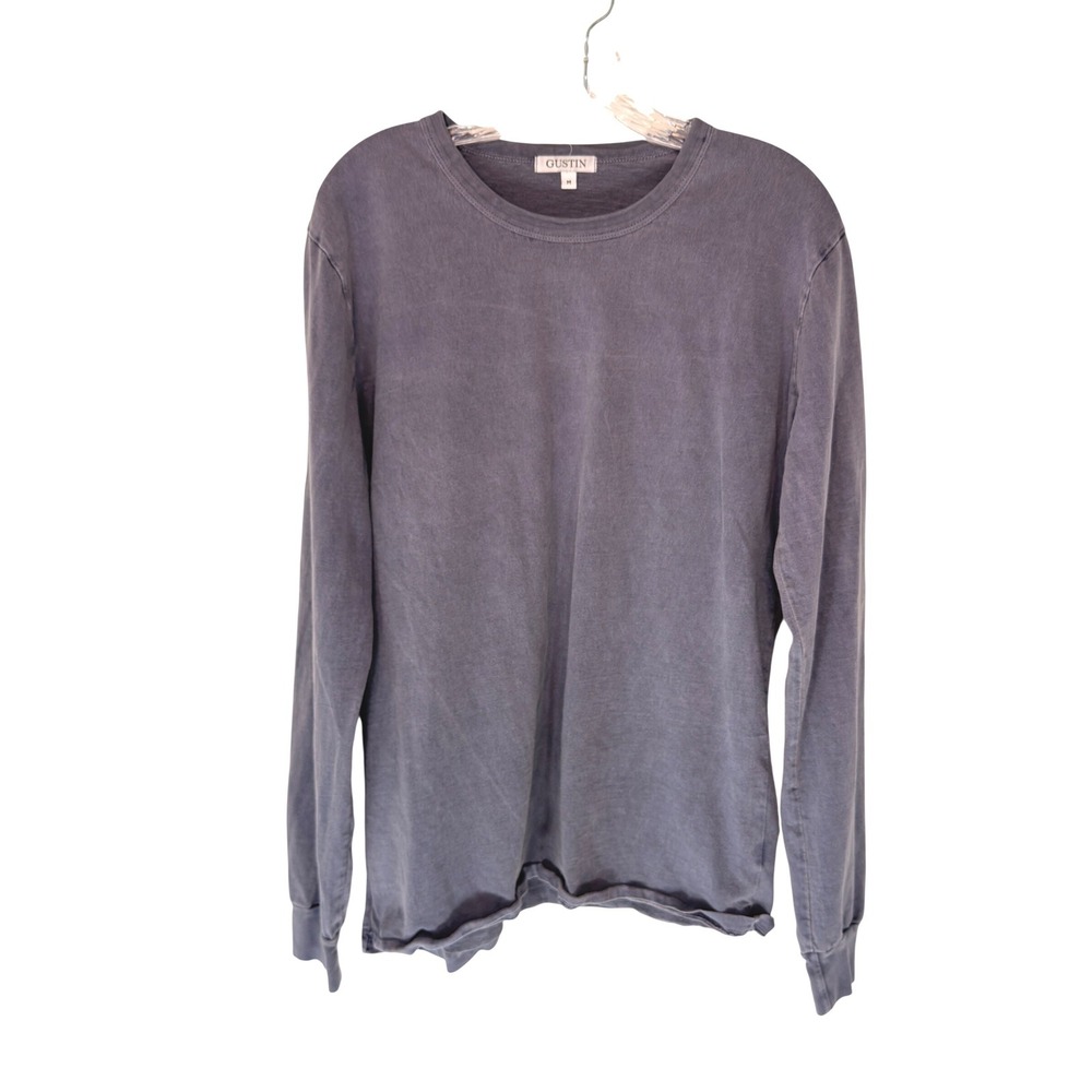 Gustin Long Sleeve T-Shirt Men's Gray Crewneck Organic Cotton Casual Medium